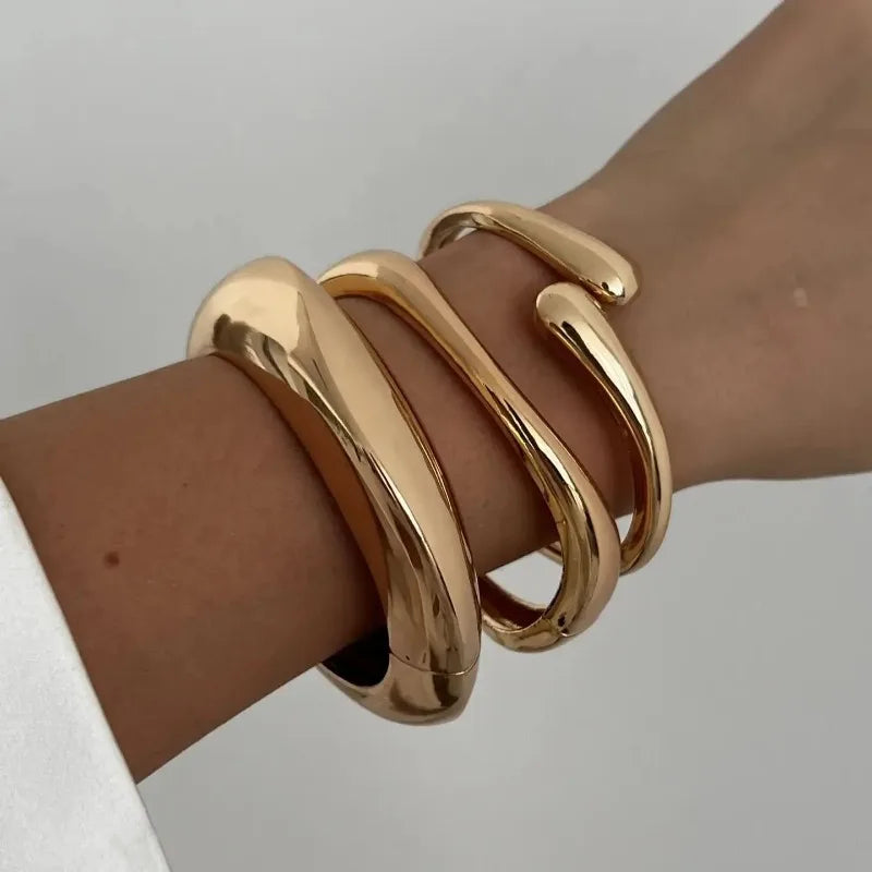 Vintage Geometric Stainless Steel Cuff Bangle