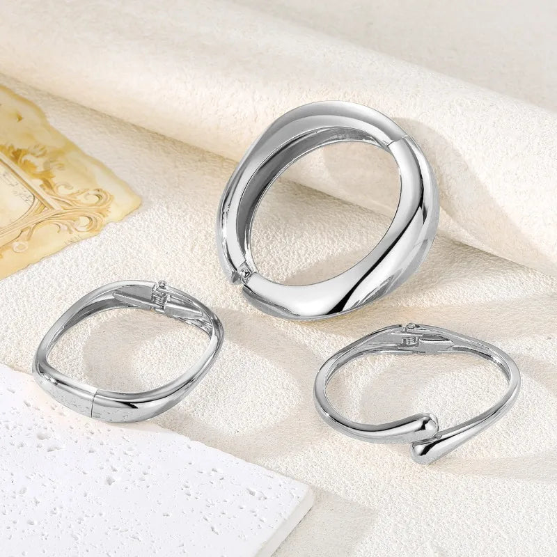 Vintage Geometric Stainless Steel Cuff Bangle