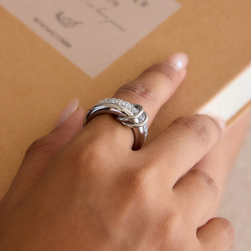 Double-Layer White Zircon Ring