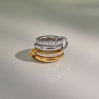 Double-Layer White Zircon Ring