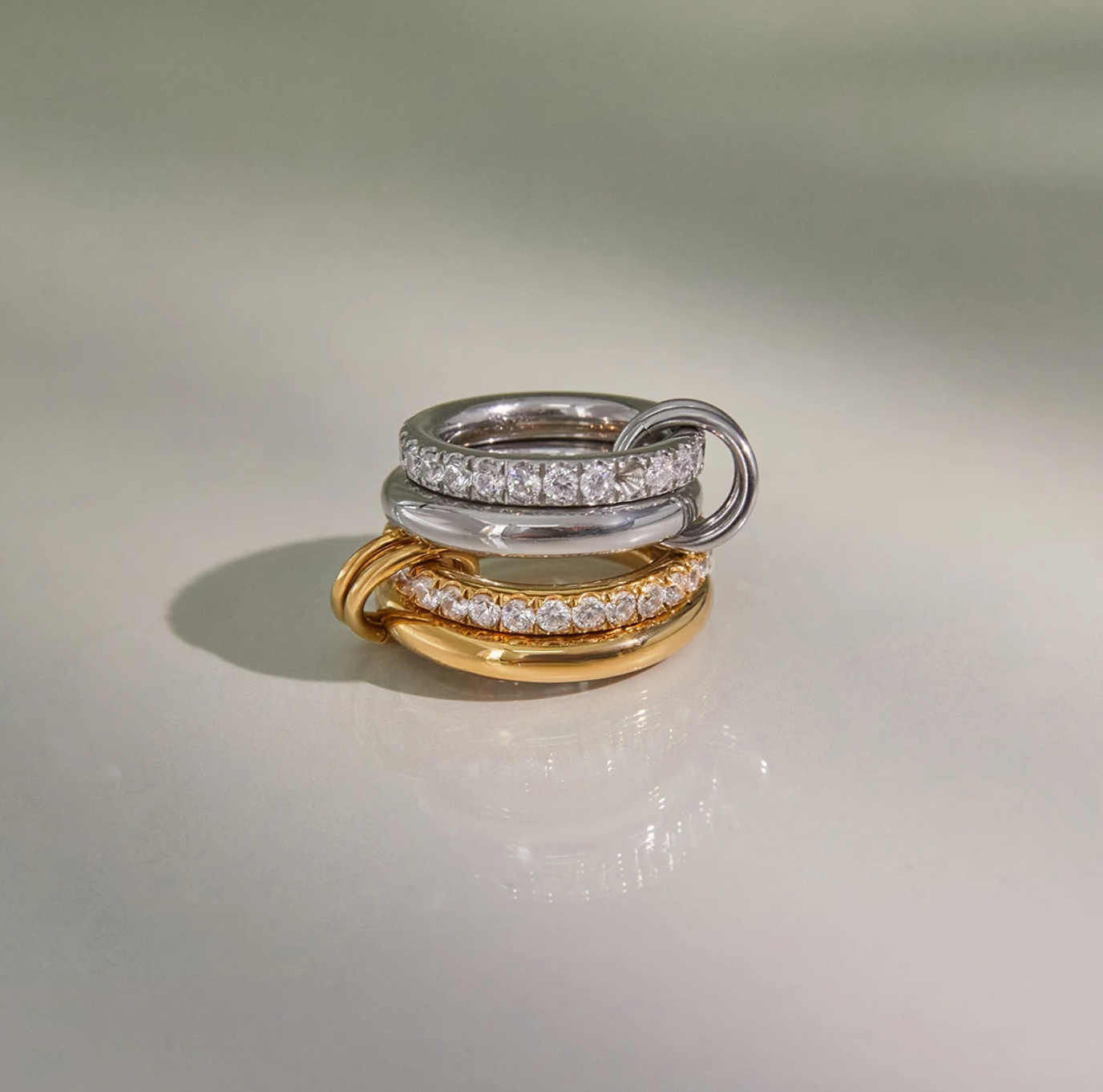 Double-Layer White Zircon Ring