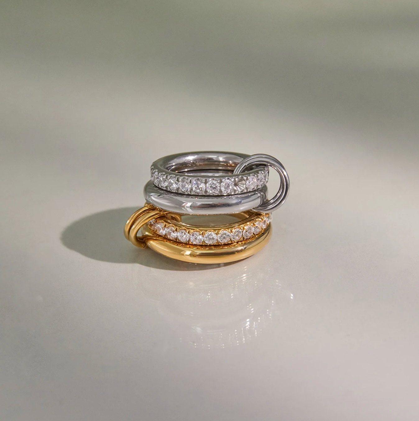 Double-Layer White Zircon Ring