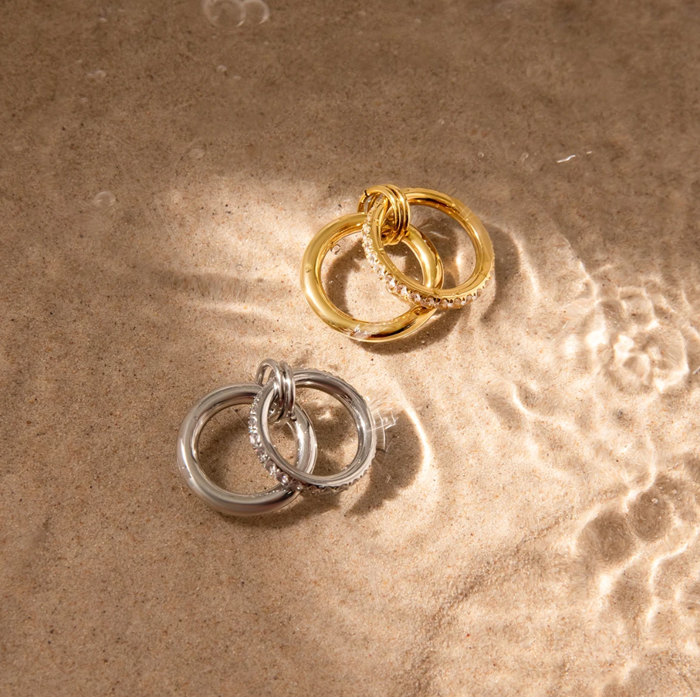 Double-Layer White Zircon Ring