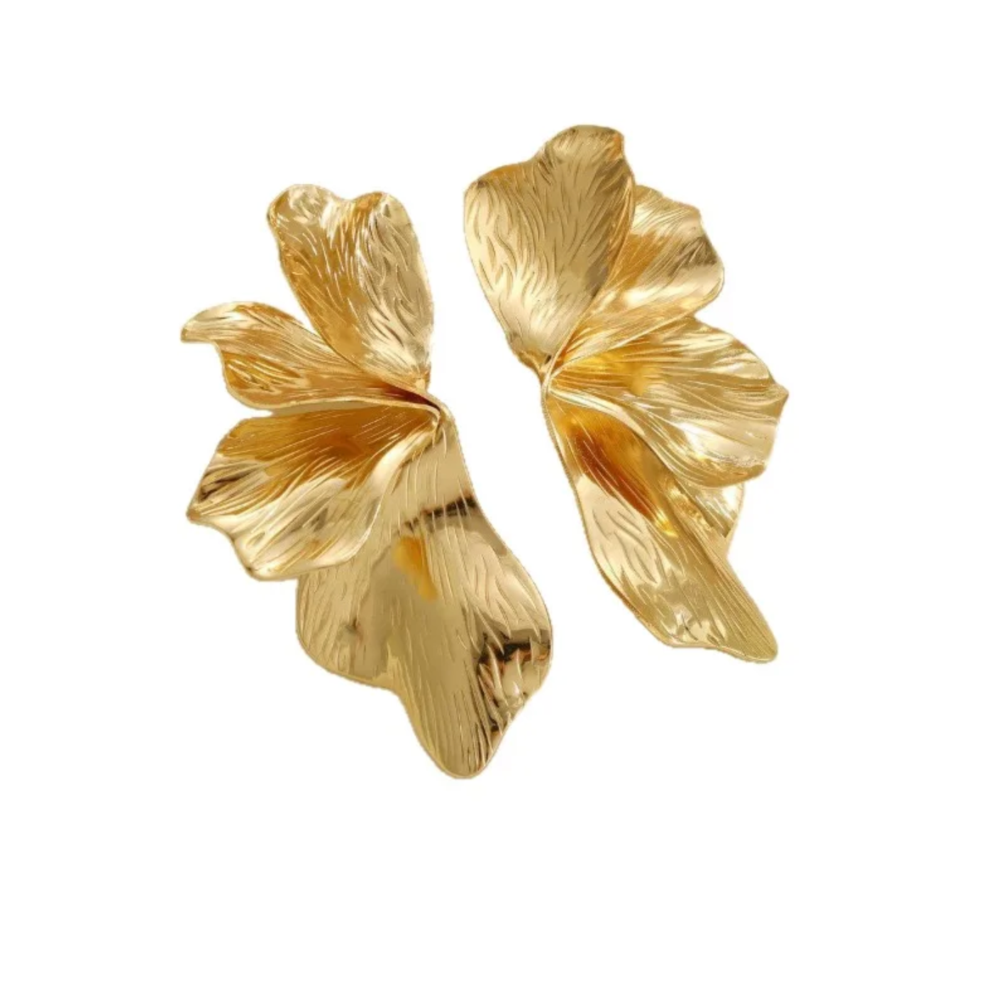 Gold Double Layer Flower Dangle Earrings