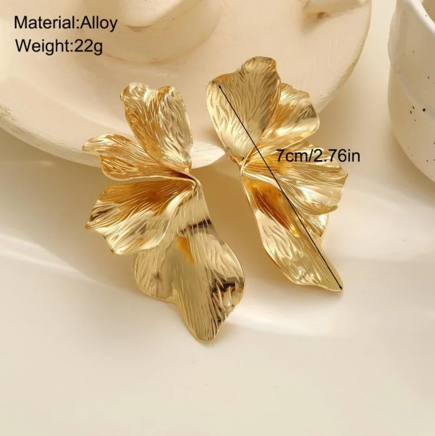 Gold Double Layer Flower Dangle Earrings