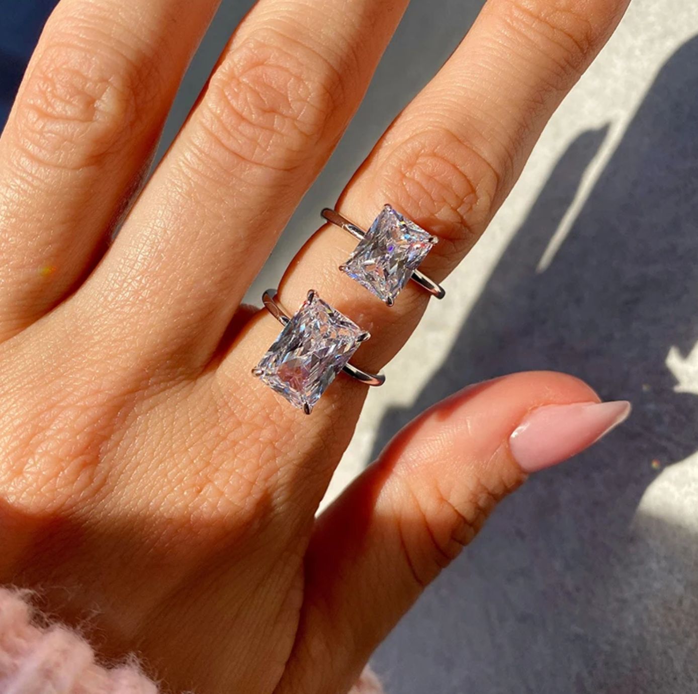 Radiant Cut Moissanite Solitaire Ring