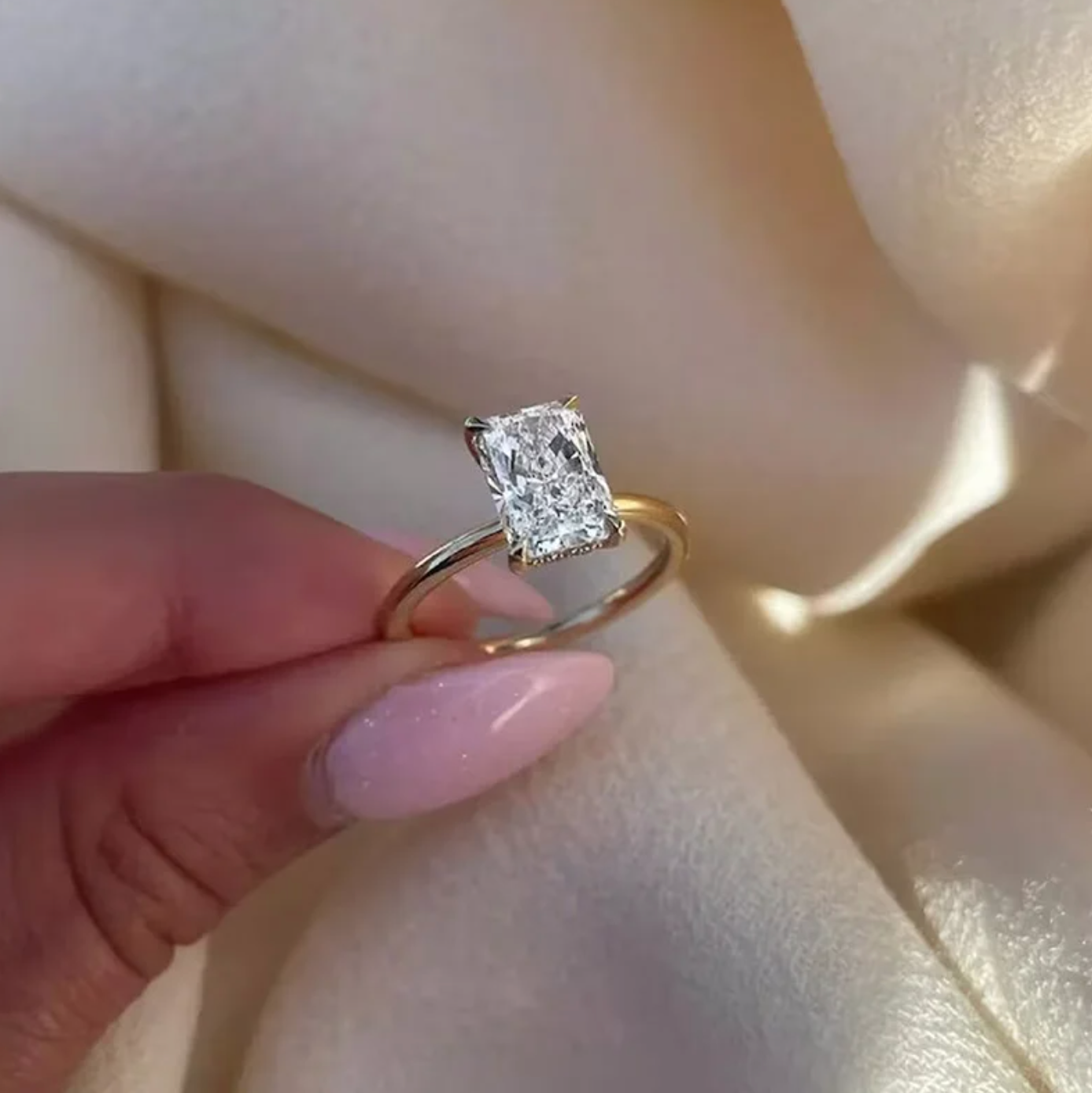 Radiant Cut Moissanite Solitaire Ring