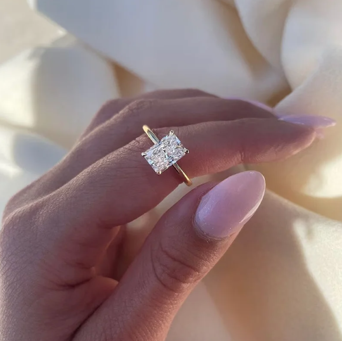 Radiant Cut Moissanite Solitaire Ring
