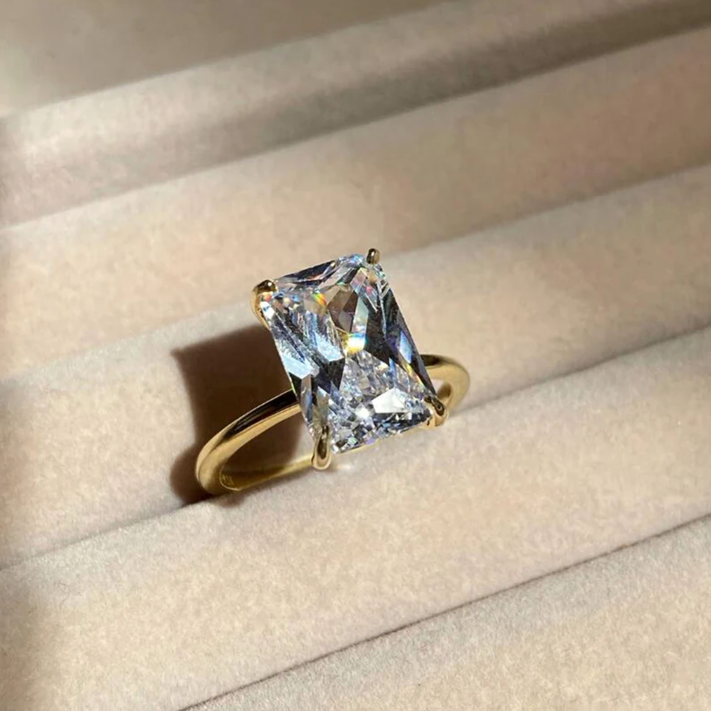 Radiant Cut Moissanite Solitaire Ring