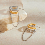 Minimalist Two-Tone Tassel Chain Earrings