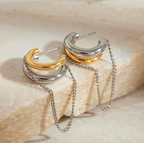 Minimalist Two-Tone Tassel Chain Earrings