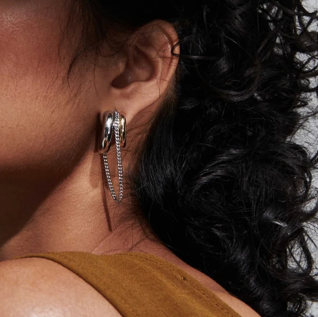 Minimalist Two-Tone Tassel Chain Earrings